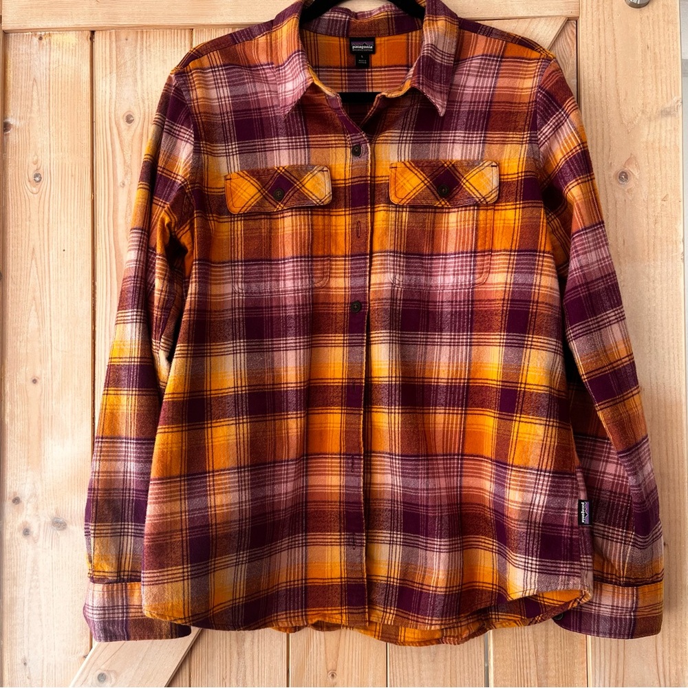 Women's Plaid Shirt  in Orange and Purple